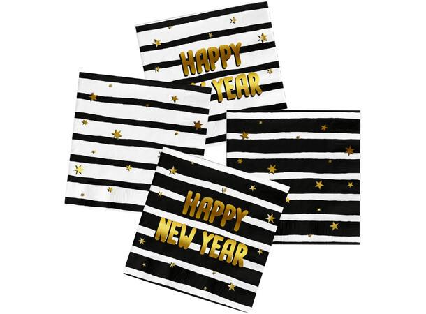Happy New Year Servietter Black & Gold
