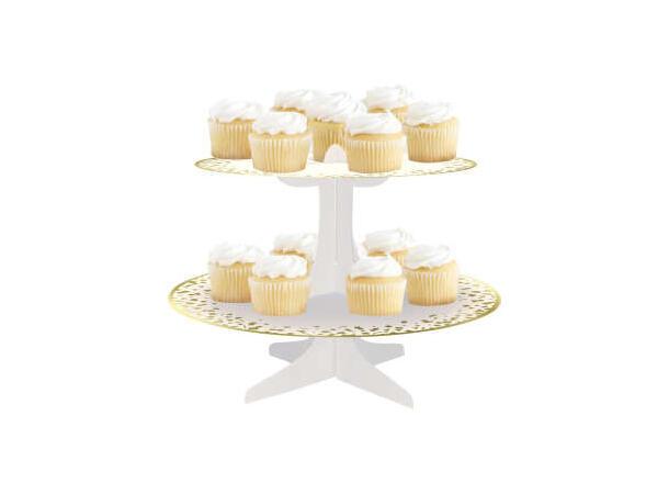 Kakefat til cupcakes i hvit/gull