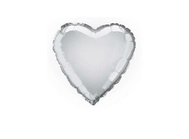 Hjerteformet folie ballong i sølv